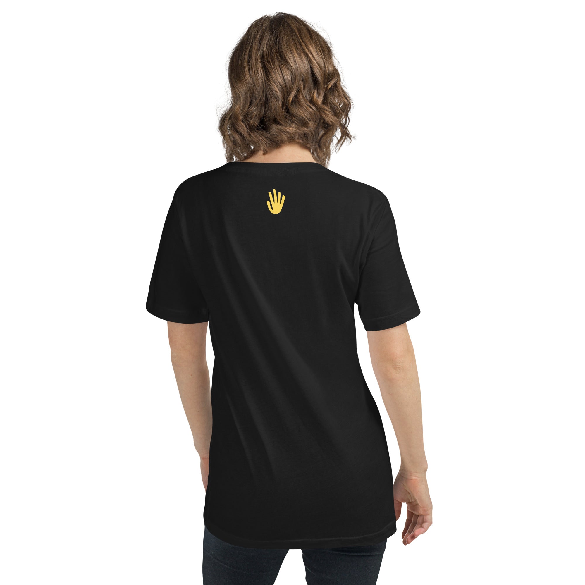 Unisex Short Sleeve V-Neck T-Shirt - Yellow Logo
