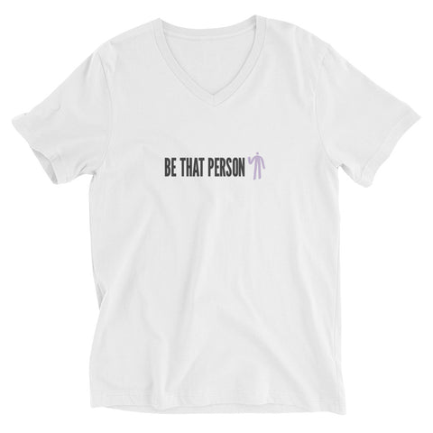 Unisex Short Sleeve V-Neck T-Shirt - Purple Logo