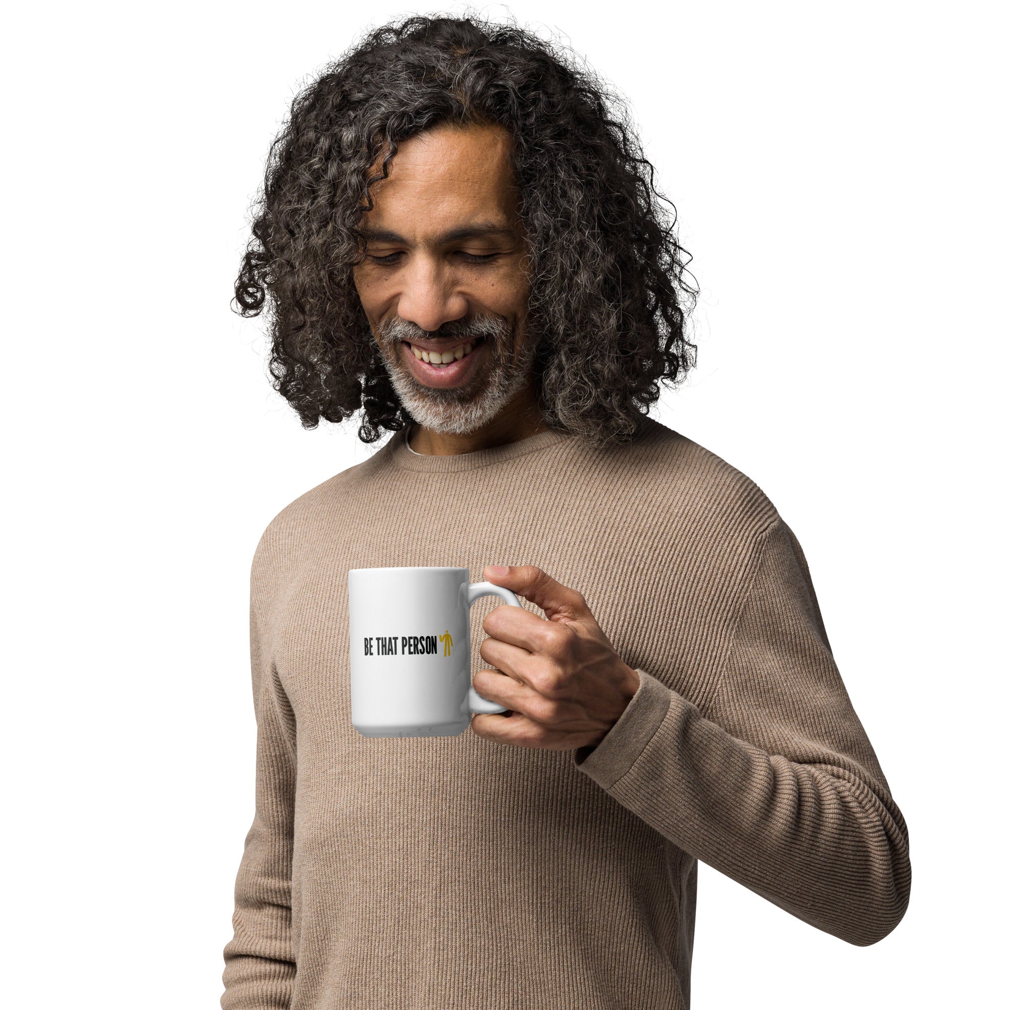 White glossy mug - Yellow Logo
